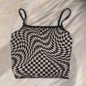 HOT TOPIC Black & White Checkerboard Crop Top